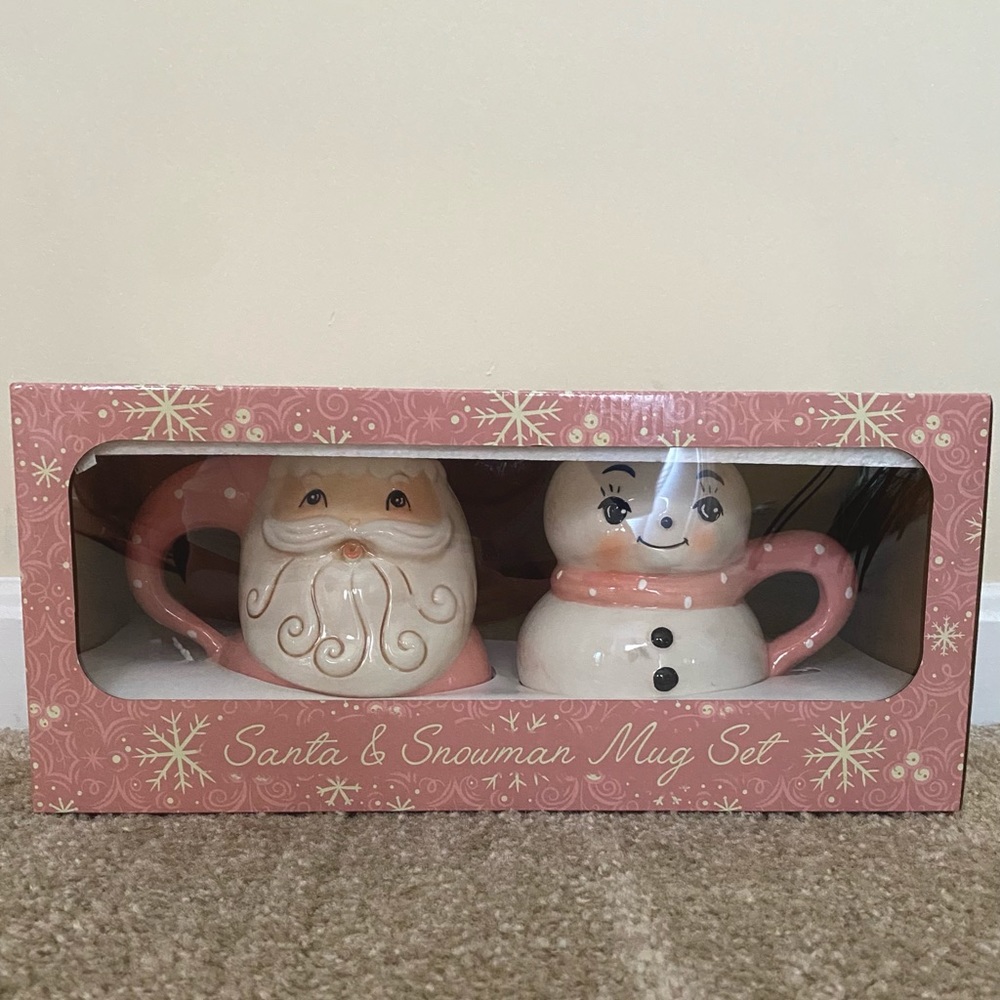 NEW Johanna Parker Santa and Snowman Mug Set